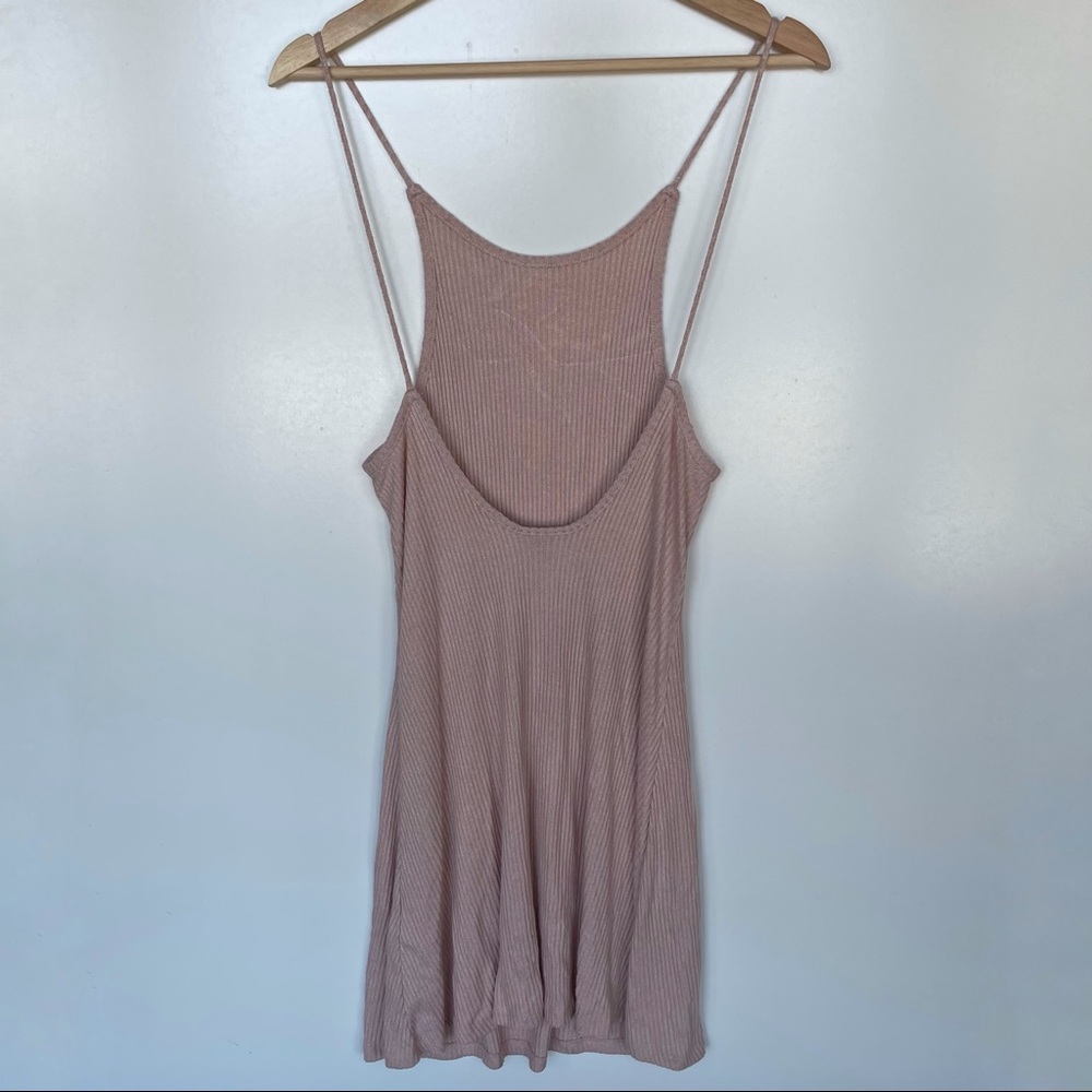 TopShop Blush Pink Ribbed Low Back Dress - Picture 7 of 10